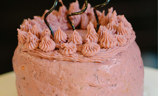 Steamed Dog Birthday Cake with Purple Yam Cream Cheese Frosting